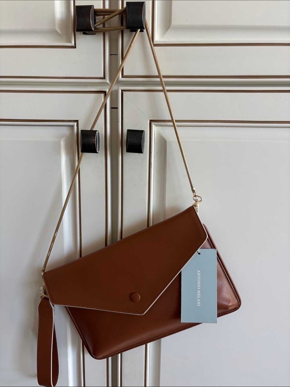 NWT Antonio Melani Cognac Envelope-Style Crossbody Bag -